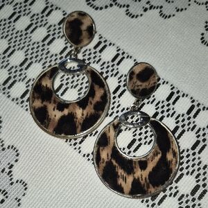 Guess Leopard Print Dangle Earrings
